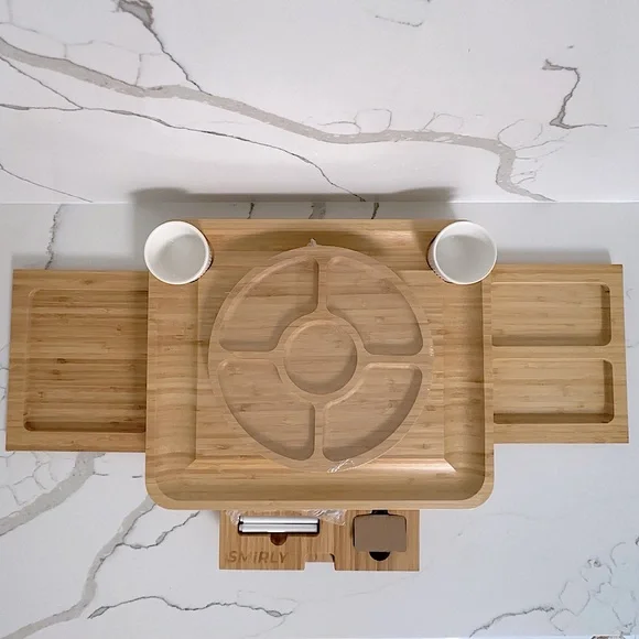 SMiRLY Premium Bamboo Cheese Board Charcuterie and Serving Tray Set with Cutlery - Picture 6 of 9